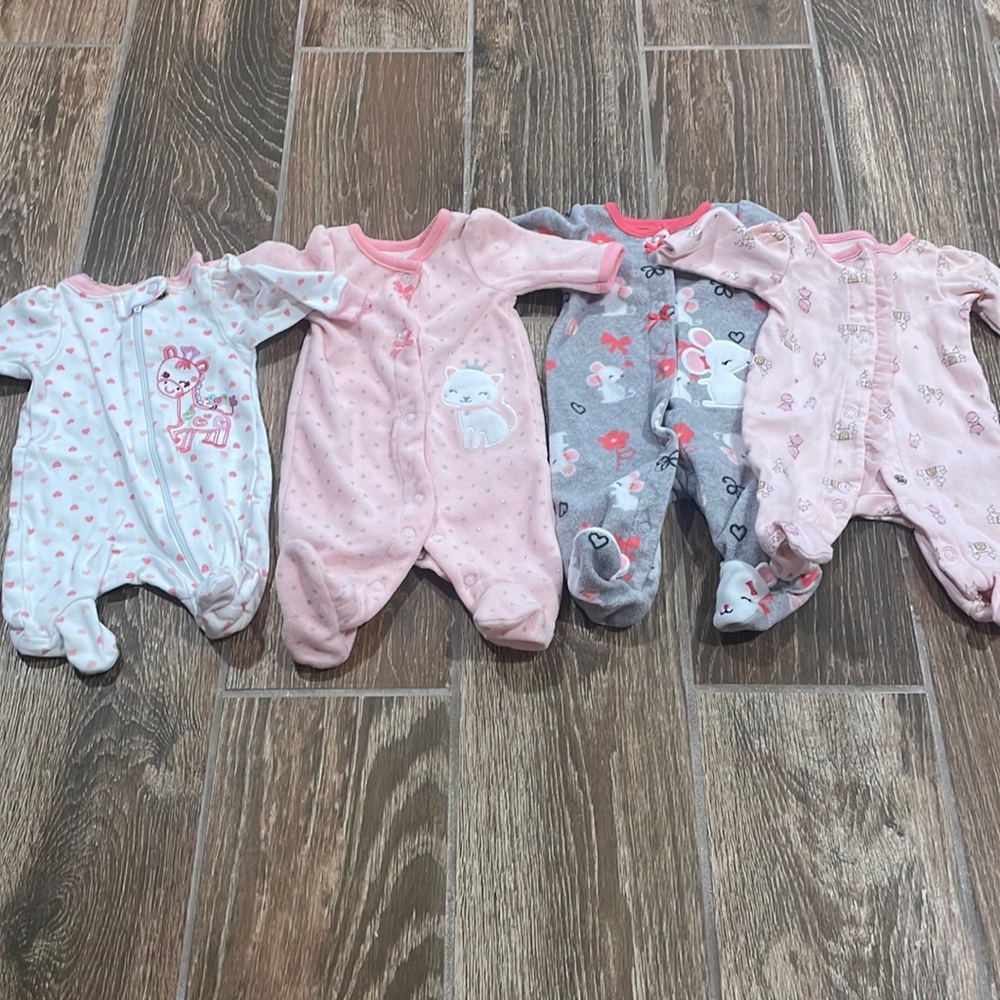 Preemie girl footed sleepers bundle